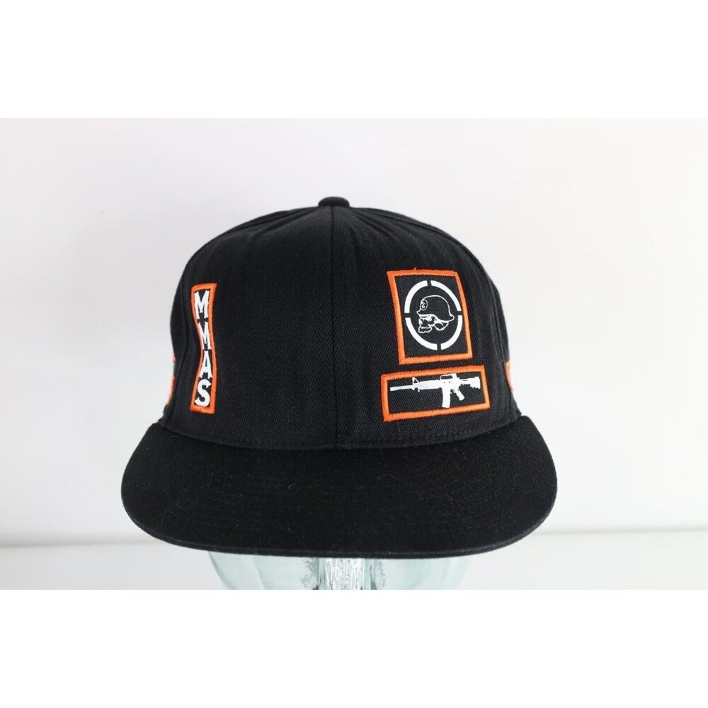 Vintage 90s Metal Mulisha Spell Out Skull Stretch Fitted Hat Cap Black S/M